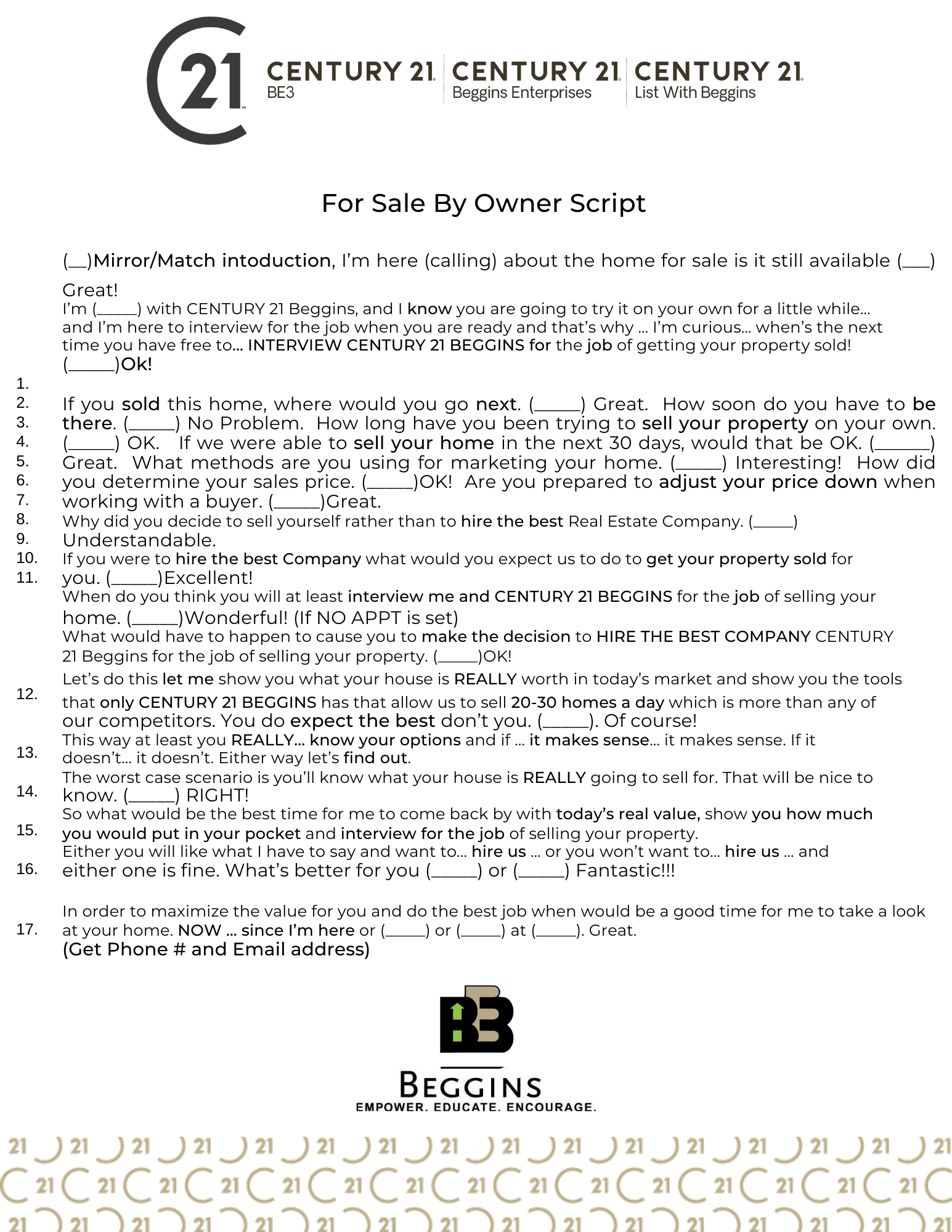 Century 21 FSBO Script